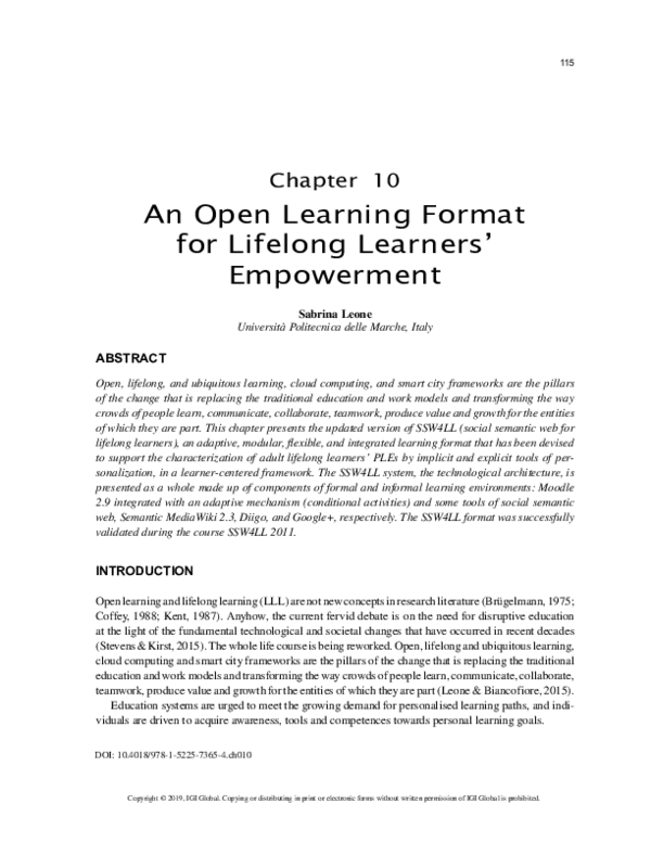 (PDF) An Open Learning Format for Lifelong Learners' Empowerment ...
