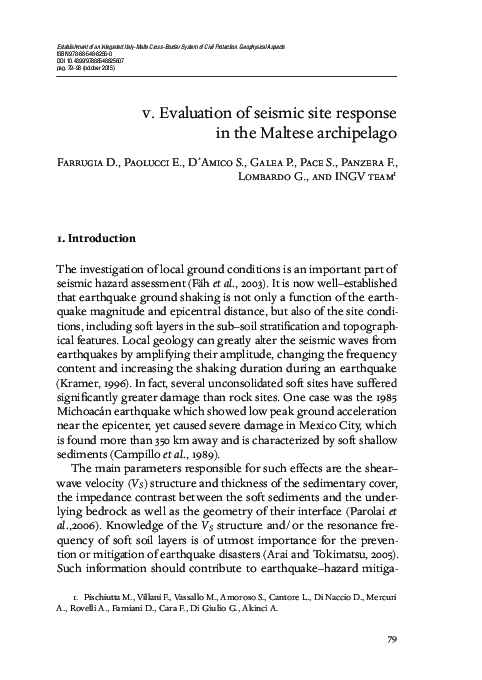 (PDF) Evaluation of seismic site response in the Maltese archipelago