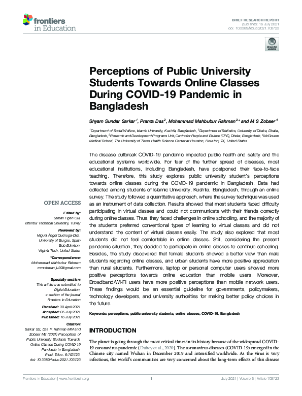 (PDF) Perceptions of Public University Students Towards Online Classes ...