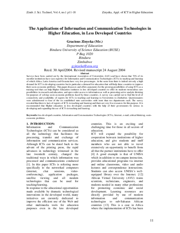 (PDF) The Applications of Information and Communication Technologies in ...