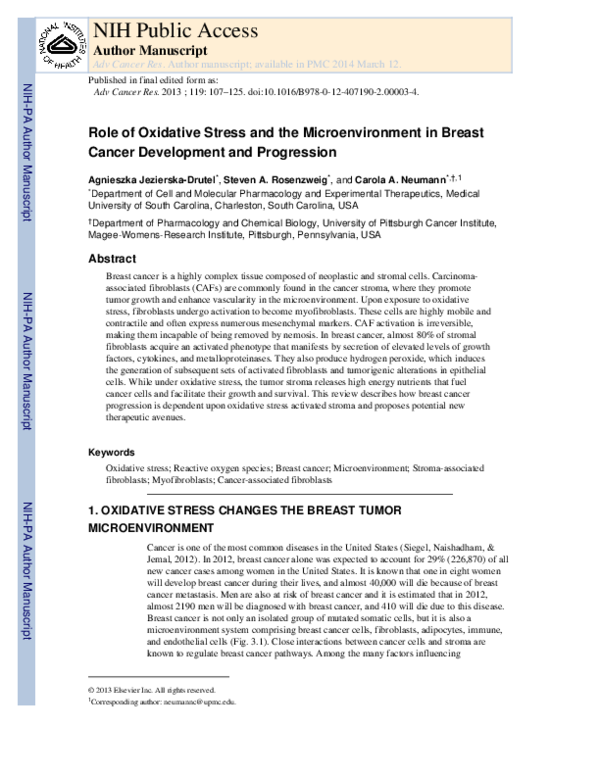 (PDF) Role of oxidative stress and the microenvironment in breast ...