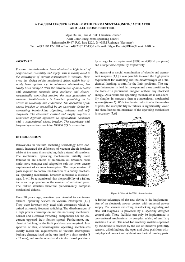 (PDF) A vacuum circuitbreaker with permanent actuator for frequent operations Edgar