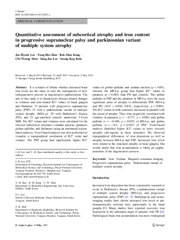 (PDF) Quantitative assessment of subcortical atrophy and iron content ...