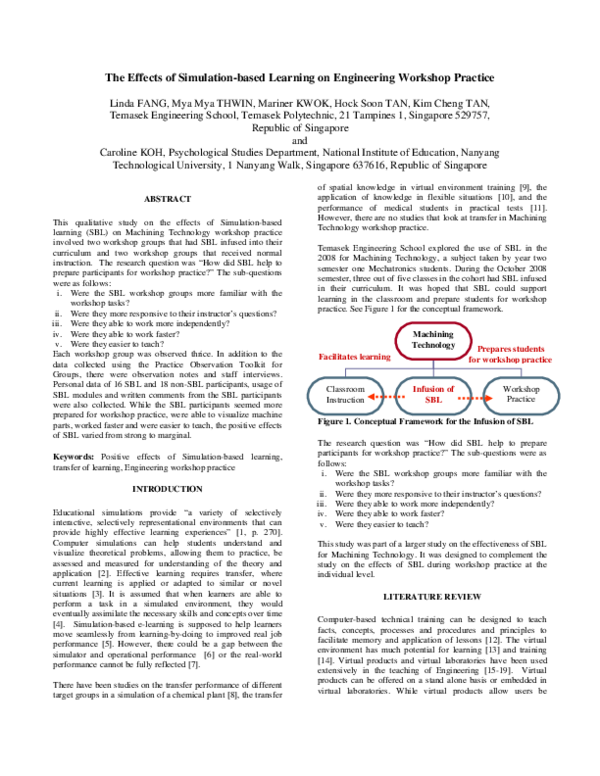 (PDF) The Effects of Simulation-based Learning on Engineering Workshop ...