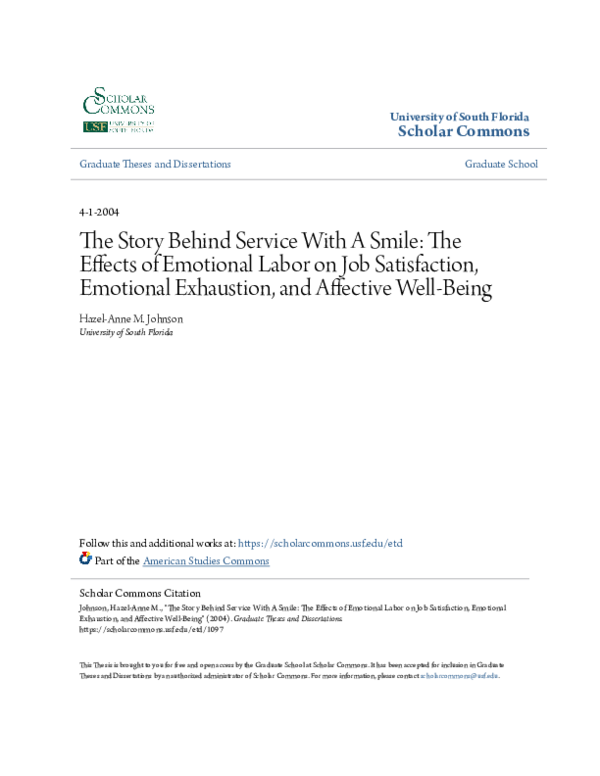 (PDF) The Story Behind Service With A Smile: The Effects of Emotional ...