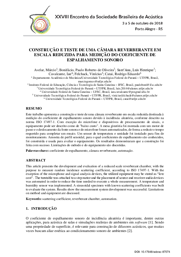 (PDF) Construção e teste de uma câmara reverberante em escala reduzida ...