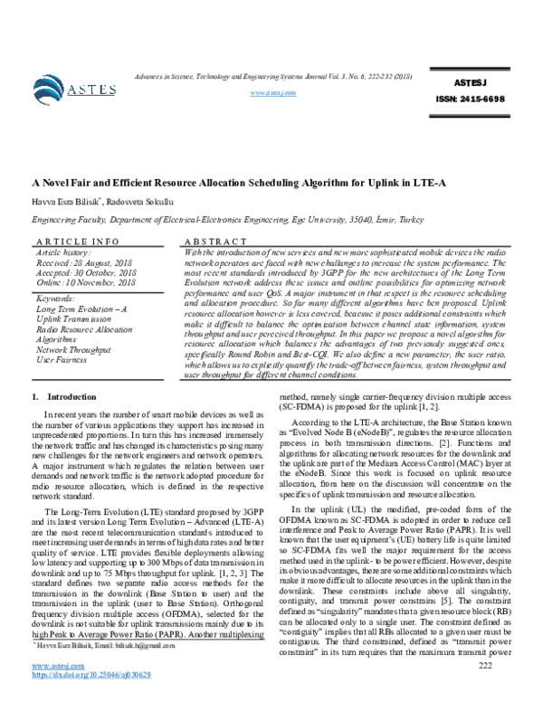 (PDF) A Novel Fair and Efficient Resource Allocation Scheduling ...