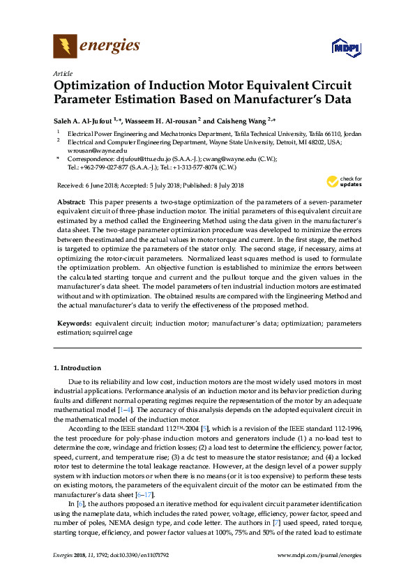 (PDF) Optimization of Induction Motor Equivalent Circuit Parameter ...