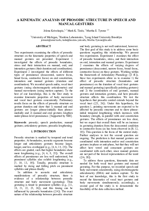 (PDF) A kinematic analysis of prosodic structure in speech and manual ...