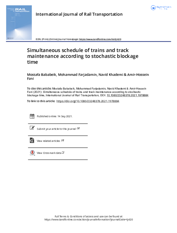 (PDF) Simultaneous Schedule of Trains and Track Maintenance According ...
