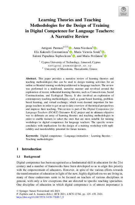 (PDF) Learning Theories and Teaching Methodologies for the Design of ...