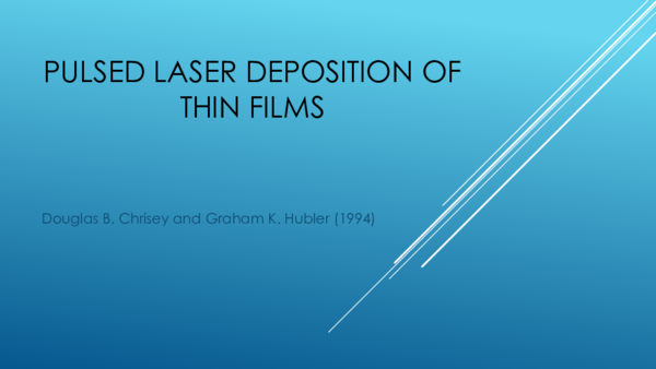 (PDF) Pulsed laser deposition of thin films