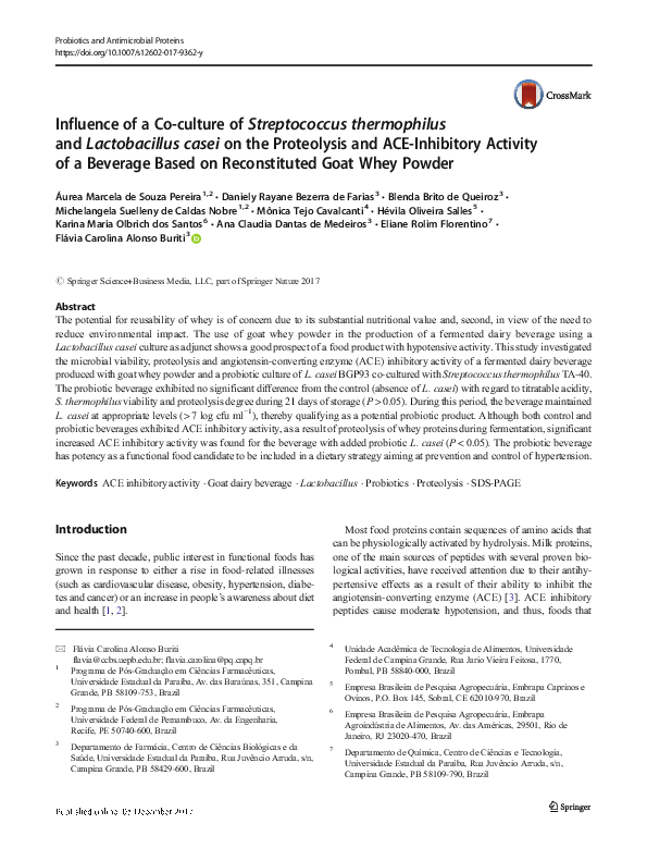 (PDF) Influence of a Co-culture of Streptococcus thermophilus and ...