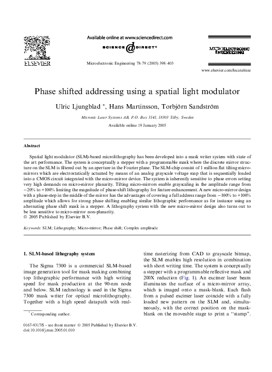 (PDF) Phase shifted addressing using a spatial light modulator