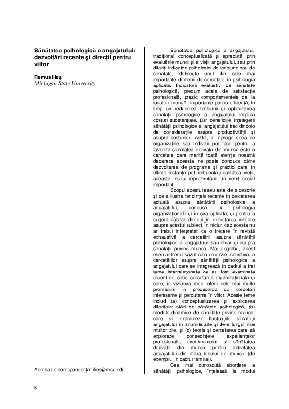 (PDF) Employee Well-Being: Recent Developments and Directions for the ...