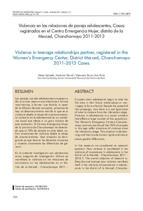(PDF) Violencia en las Relaciones de Pareja Adolescentes