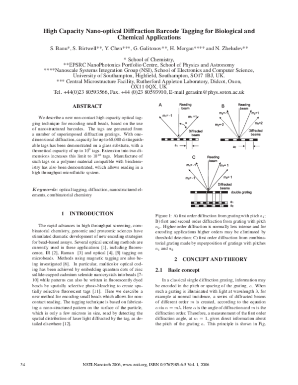 (PDF) Nano-Optical Bar-Code Tagging for Biological and Chemical ...