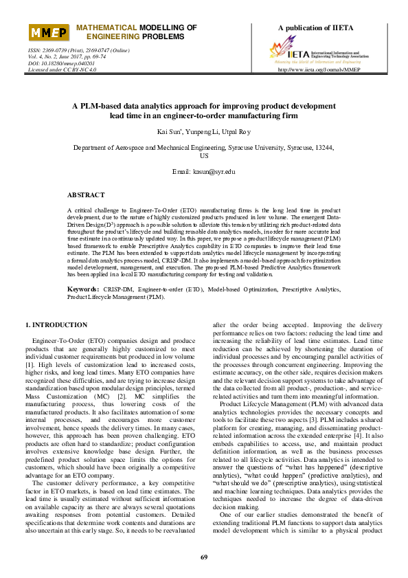 (PDF) A PLM-based data analytics approach for improving product ...