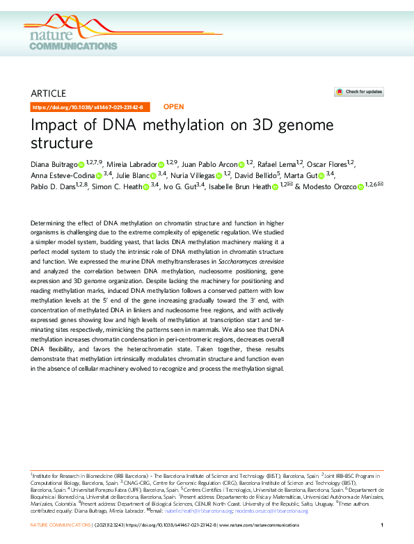 (PDF) Impact of DNA methylation on 3D genome structure