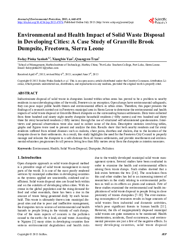 (PDF) Environmental and Health Impact of Solid Waste Disposal in ...
