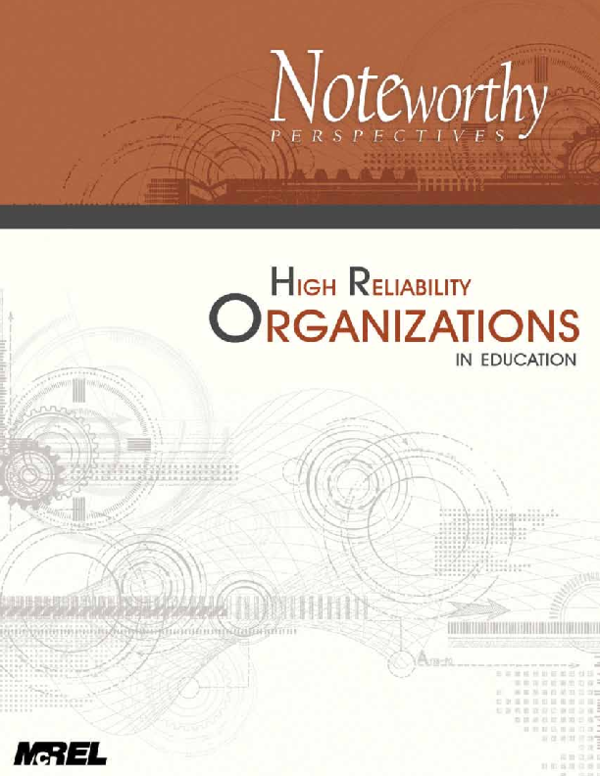 (PDF) High Reliability Organizations in Education. Noteworthy ...