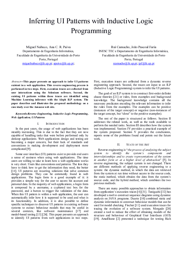 (PDF) Inferring UI Patterns with Inductive Logic Programming | João ...