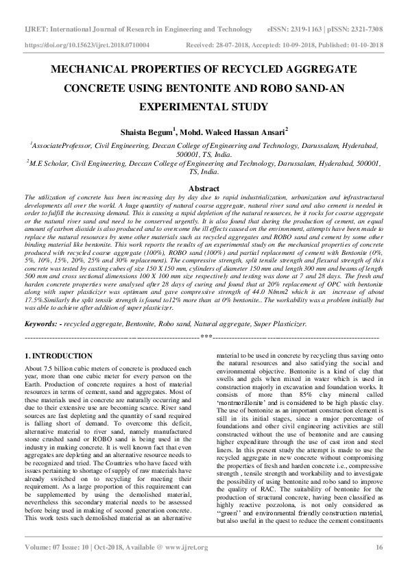 (PDF) Mechanical Properties of Recycled Aggregate Concrete