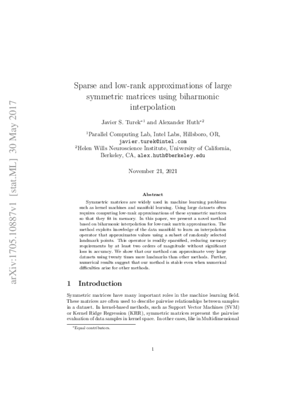 (PDF) Sparse and low-rank approximations of large symmetric matrices ...