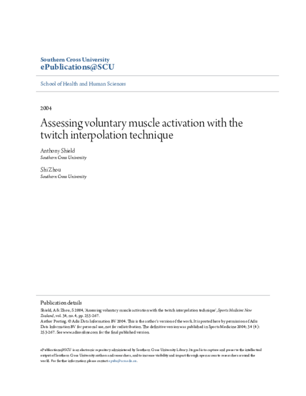 (PDF) Assessing Voluntary Muscle Activation with the Twitch ...