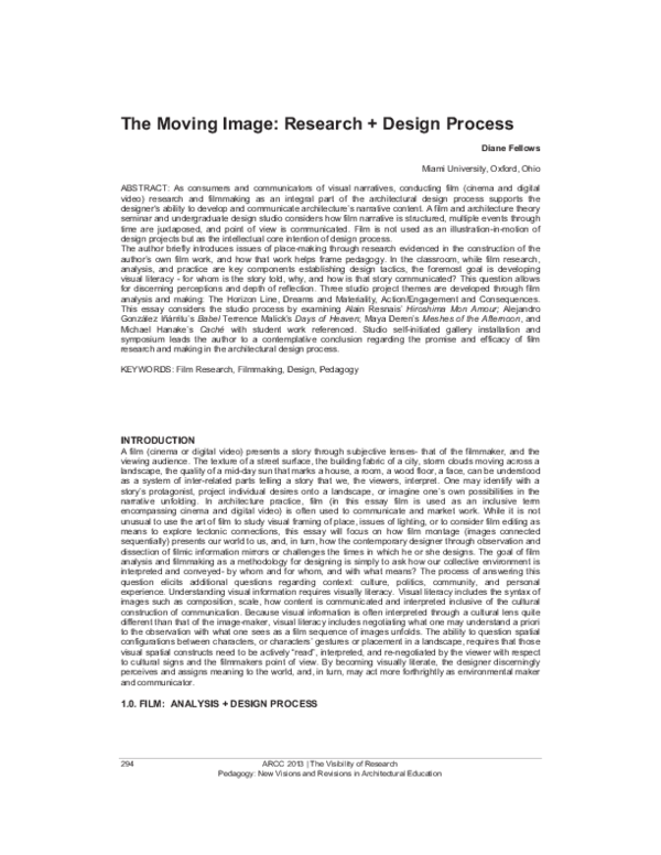 (PDF) The Moving Image: Research + Design Process