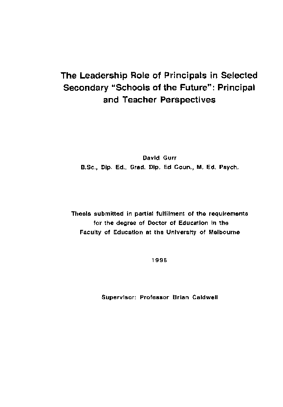 (PDF) The leadership role of principals in selected secondary "Schools ...