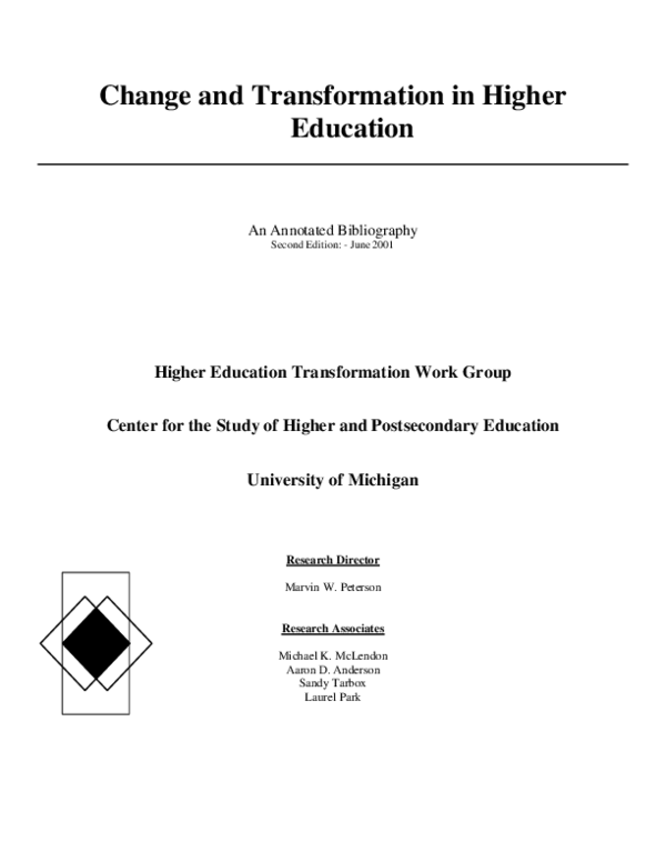 (PDF) Change and Transformation in Higher Education