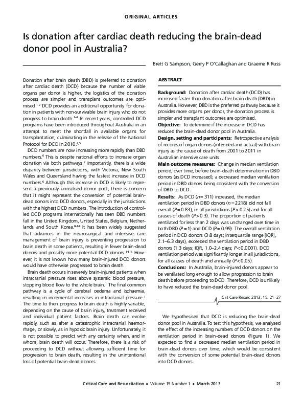 (PDF) Is donation after cardiac death reducing the brain-dead donor ...