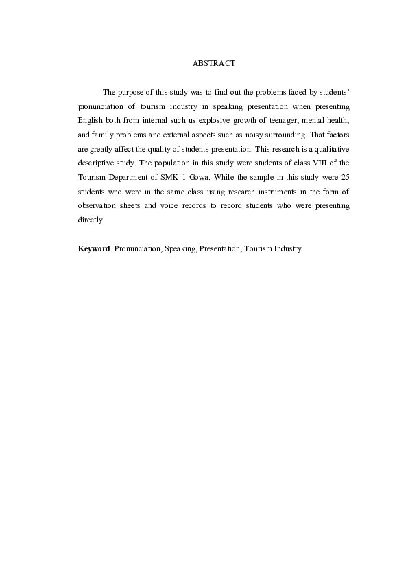 (DOC) ABSTRACT Of An Analysis on Students Pronunciation for Speaking ...