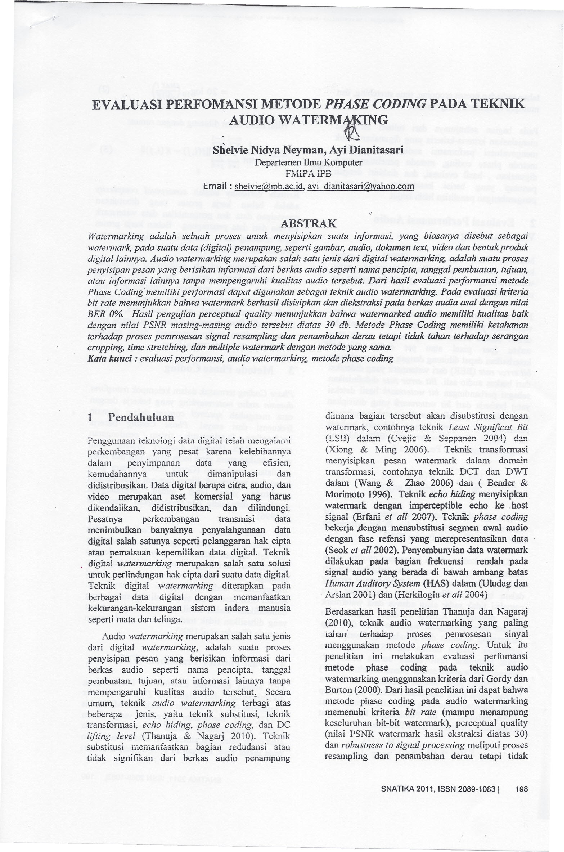 Pdf Evaluasi Perfomansi Metode Phase Coding Padateknik