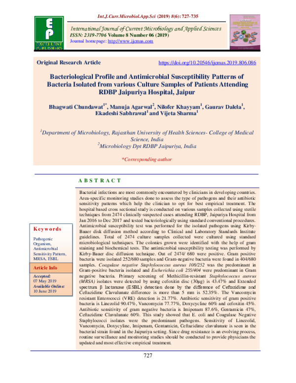 (PDF) Bacteriological profile and antimicrobial susceptibility pattern ...