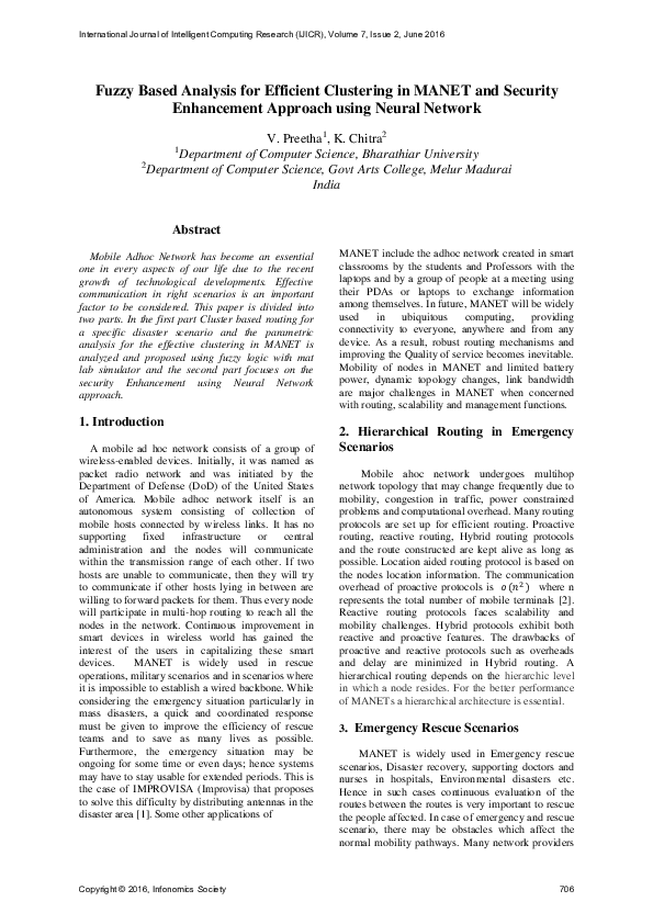(PDF) Fuzzy Based Analysis for Efficient Clustering in MANET and ...