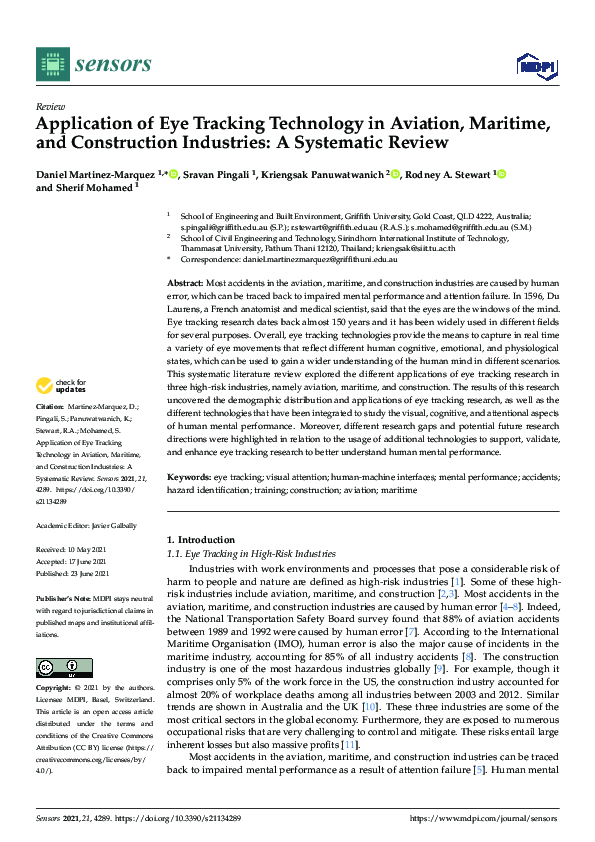 (PDF) Application of Eye Tracking Technology in Aviation, Maritime, and ...
