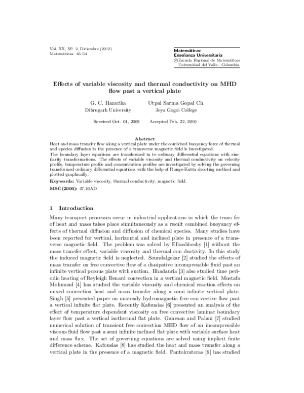 (PDF) Effects of variable viscosity and thermal conductivity on MHD ...
