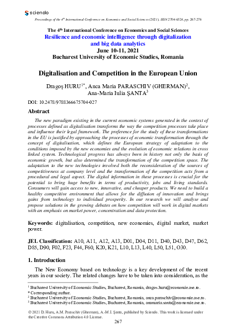 (PDF) Digitalisation and Competition in the European Union