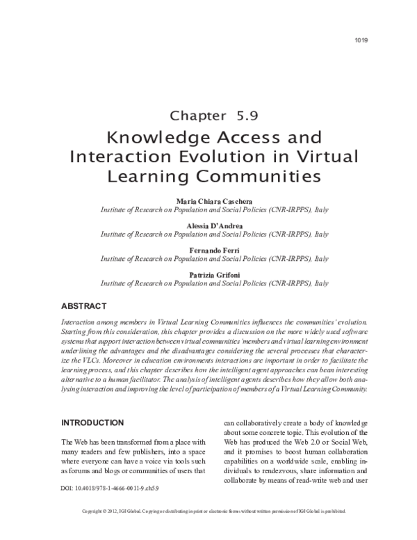 (PDF) Knowledge Access and Interaction Evolution in Virtual Learning ...