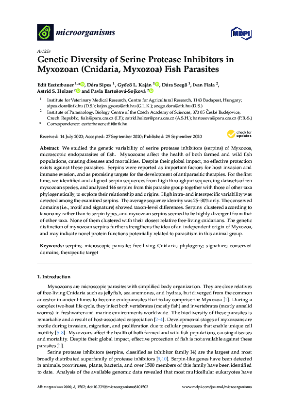 (PDF) Genetic Diversity of Serine Protease Inhibitors in Myxozoan ...