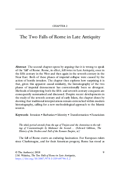 Pdf The Two Falls Of Rome In Late Antiquity