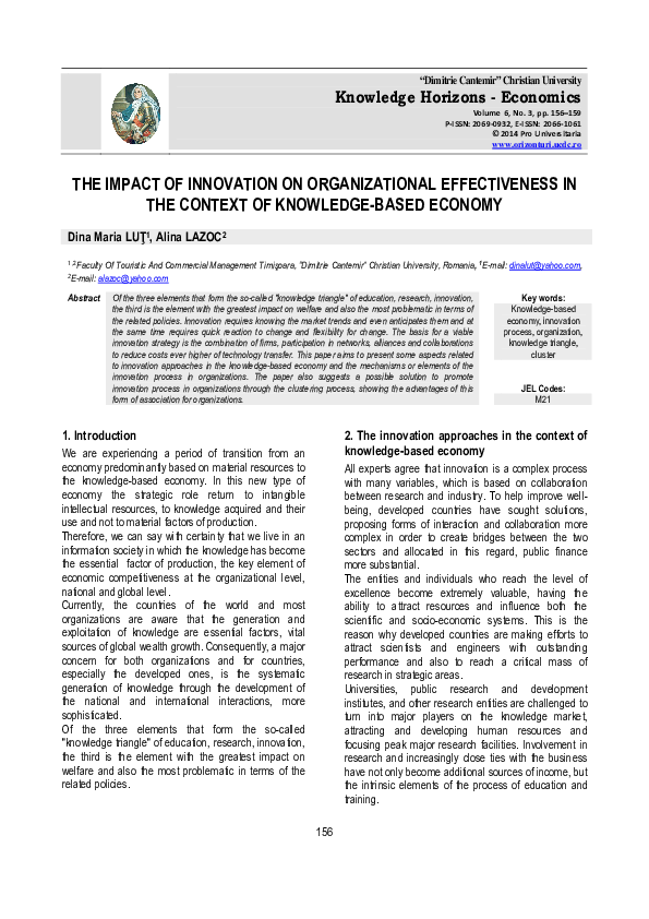 (PDF) The Impact of Innovation on Organizational Effectiveness in the ...