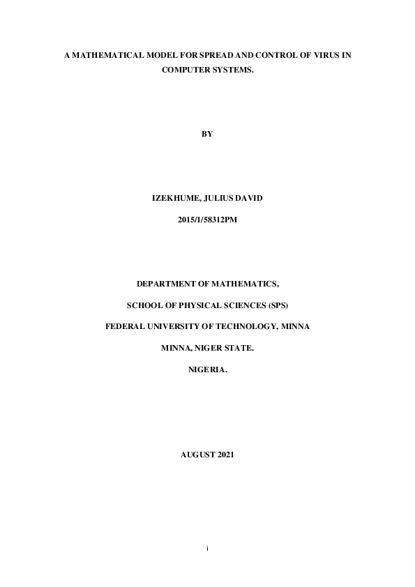 (PDF) Mathematical Modelling on the Spread and control of Virus in a ...