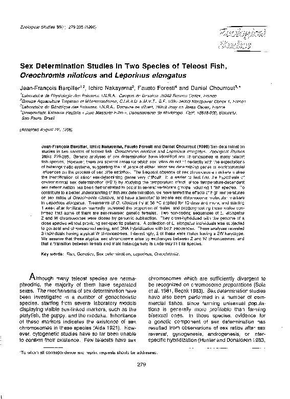 (PDF) Sex determination studies in two species of teleost fish ...
