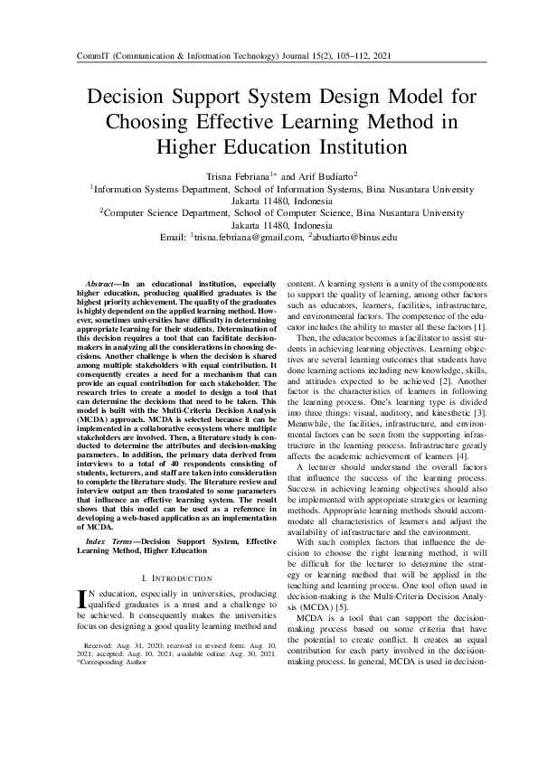 (PDF) Decision Support System Design Model for Choosing Effective ...