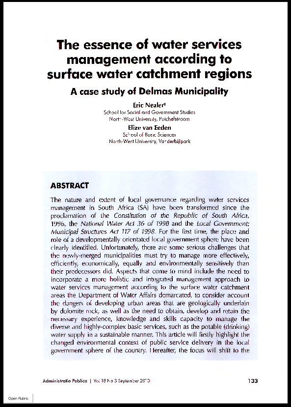 (PDF) The essence of water services management according to surface ...