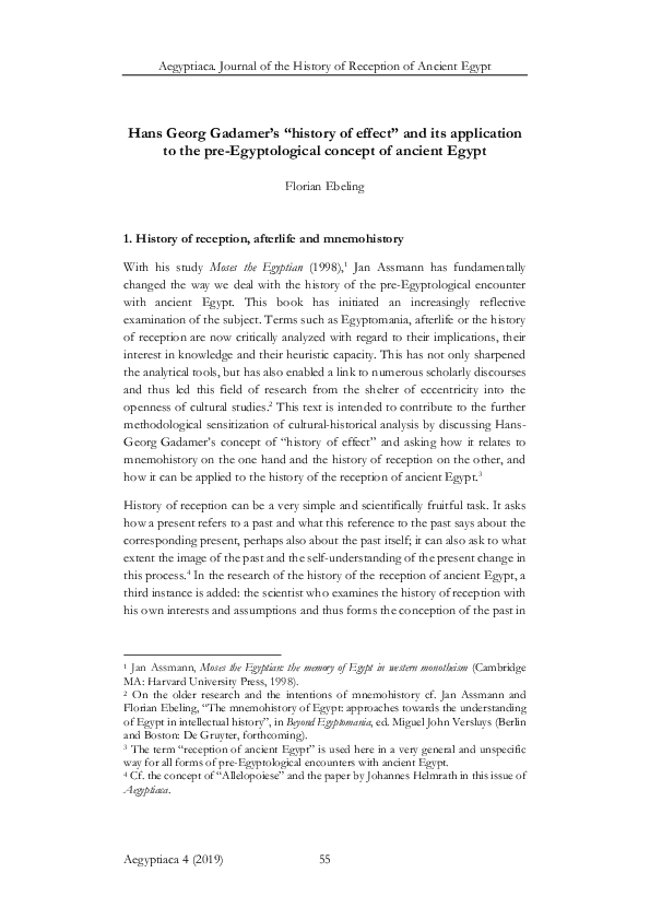 (PDF) Hans Gadamer’s “history of effect” and its application to