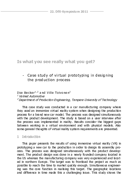 (PDF) Is what you See really what you Get? – Case Study of Virtual ...